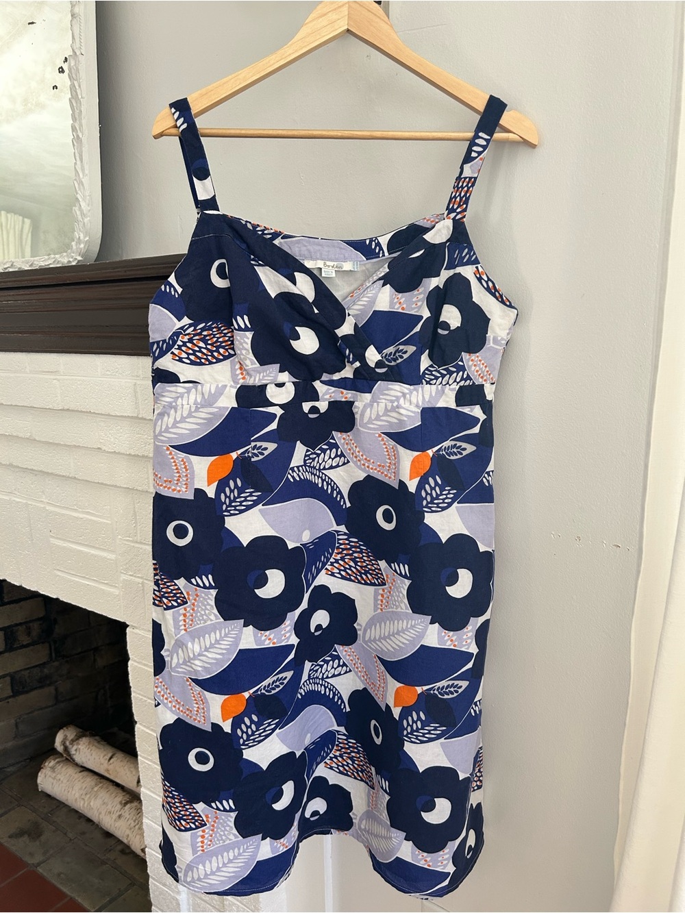 Boden Sleeveless Floral Dress in Navy, White & Purple  Size 10R